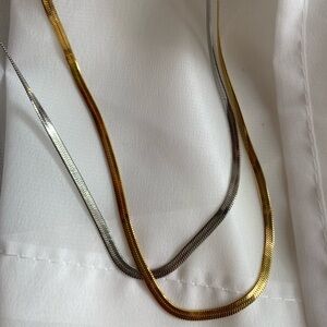 Silver & gold snake chain necklace